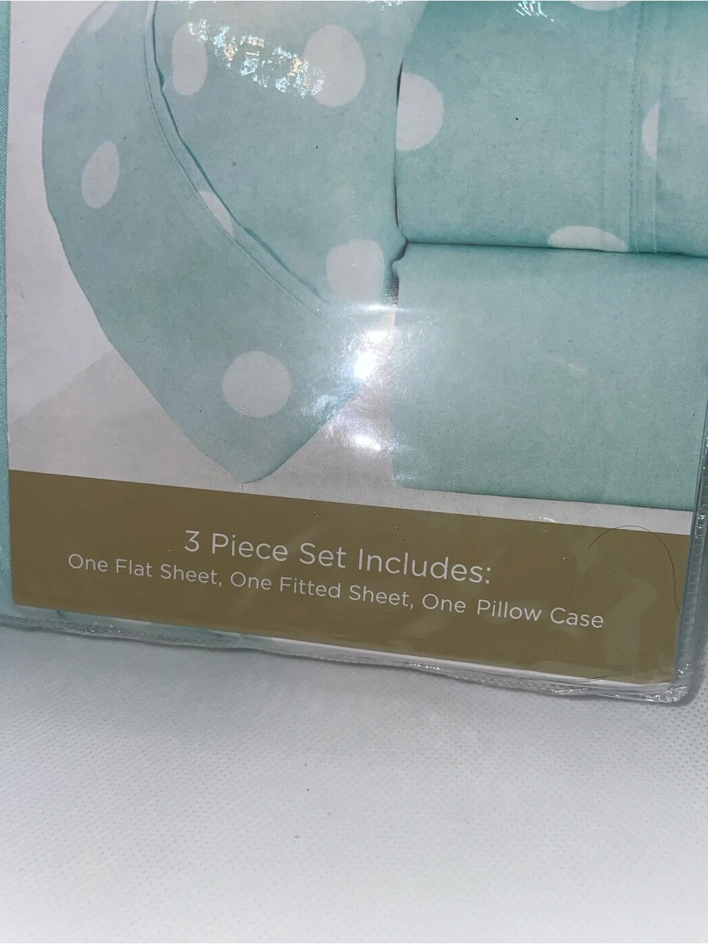 Comfort Bay Twin Sheet Set in Aqua with White Polka Dots